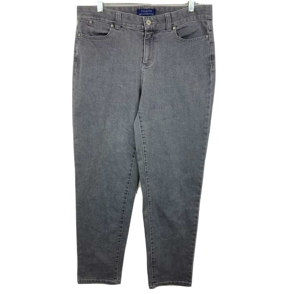 Talbots Jeans Womens Sz 10 Gray Simply Flattering 5 Pocket Cotton Stretch Taper